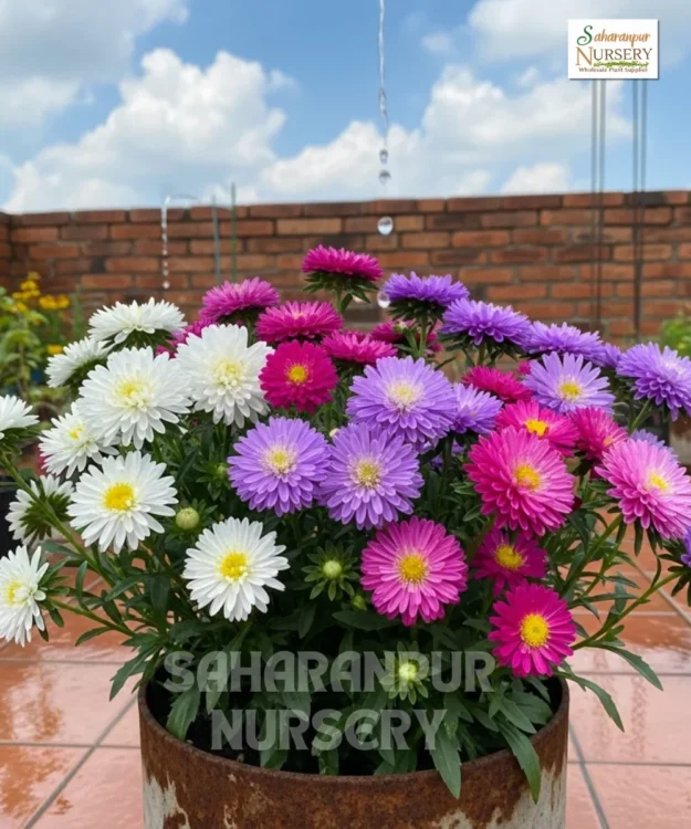 Aster, Aster amellus, Michaelmas daisy, Saharanpur Nursery